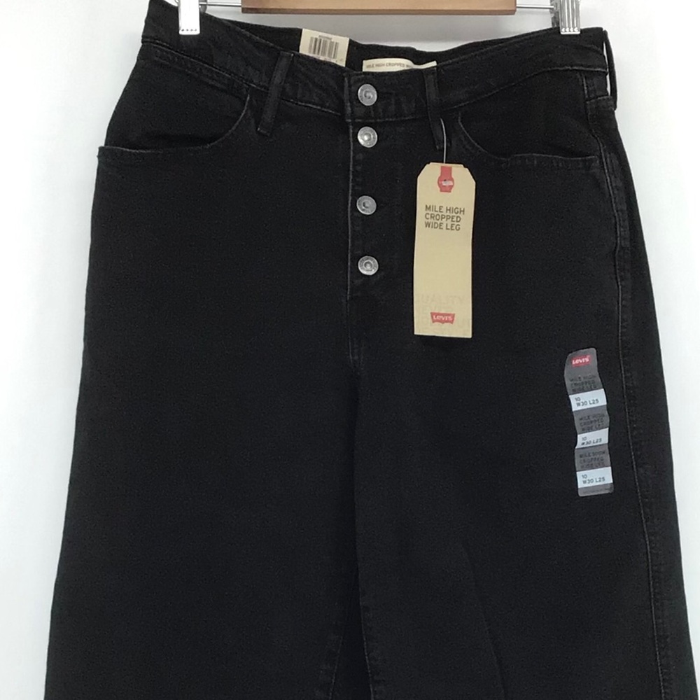 Levi's Mile High Cropped Wide Leg Black Jeans NWT - Picture 2 of 7